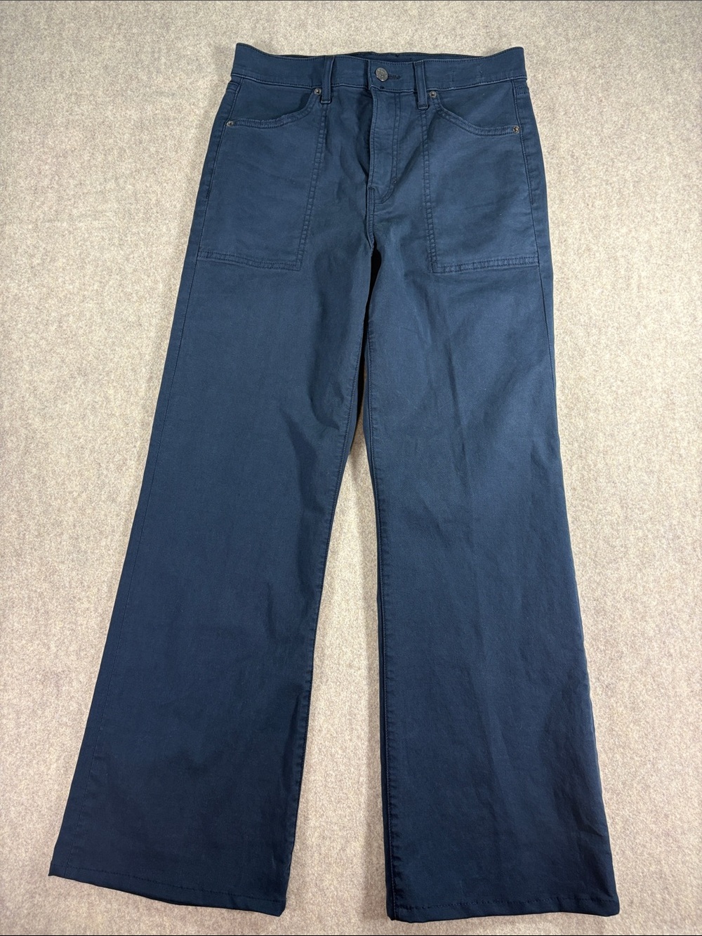 Veronica Beard Crosbie Wide Leg Pants Navy Blue High Rise Patch Pocket 29 EUC